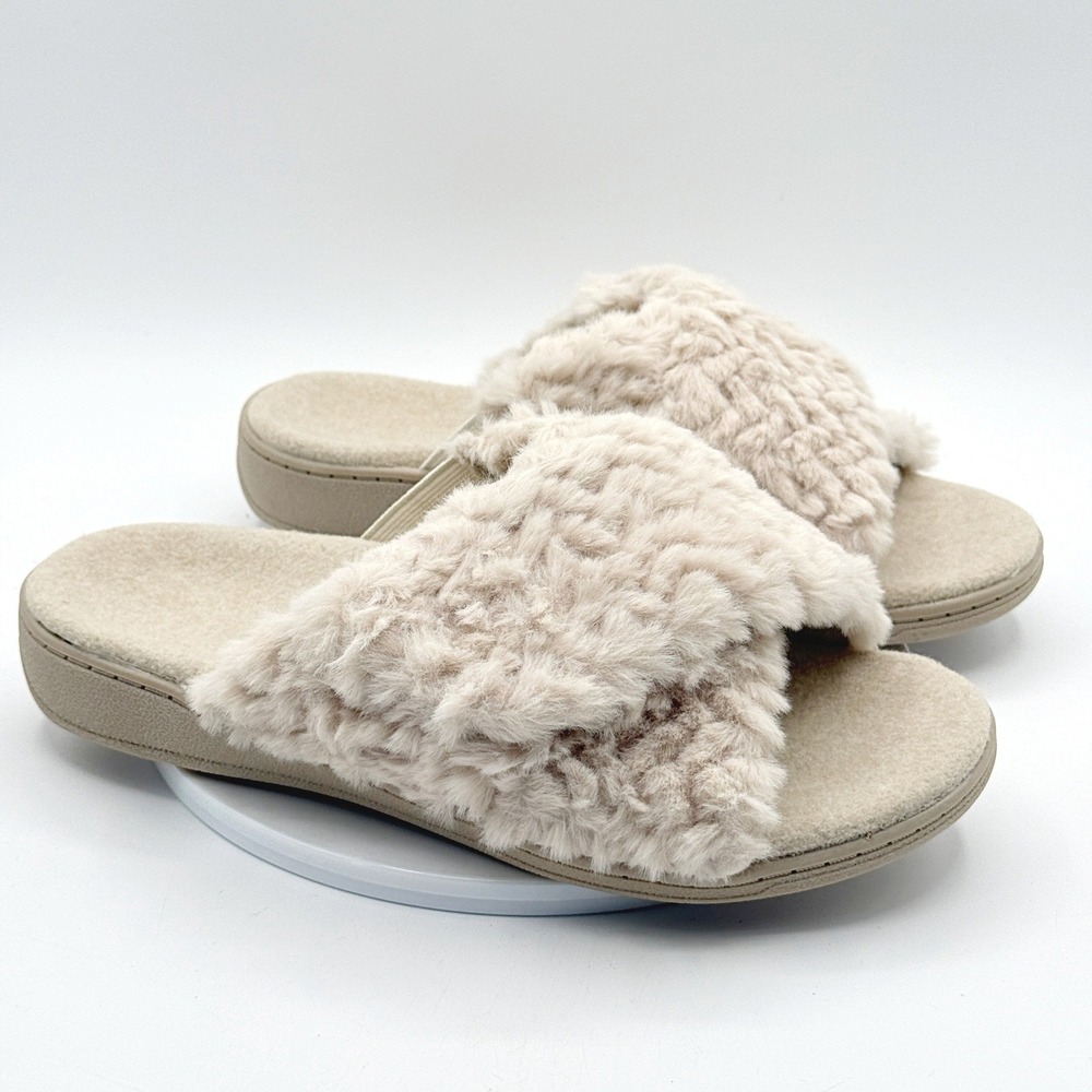 Vionic Relax II Slipper Slides 'Fuzzy Off White' / Size 8 Womens / NEW